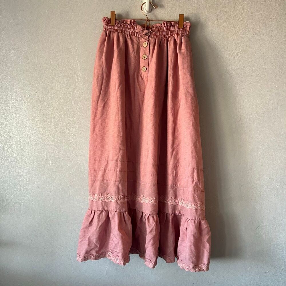 Scarlet darkness maxi lace trim skirt waist pull